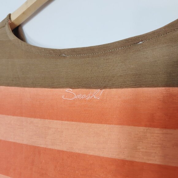 Smash! Women's Orange & Brown Striped Floral Sleeveless Cowlneck Dress Size M - Picture 5 of 11